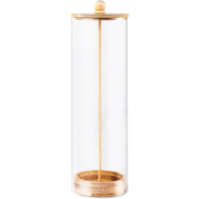 Straw Holder Dispenser for Counter - Drinking Straw Dispenser with Bamboo Lid for Standard Straws, Straw Organizer