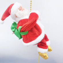 Adorno navideño de Papá Noel trepador, sube y baja, funciona con pilas, con luz, música y sonido.