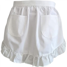 Server Apron: Maid Apron - Short Waist Half Body For Waiters And Waitresses - For Women Man With Ruffled Design And Pockets