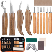 Ensemble de 15 outils de sculpture sur bois en acier au carbone avec couteau Ă crochet, outils de gravure professionnels pour le t