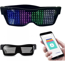 Lunettes LED personnalisables BT, lunettes lumineuses colorées, messages à personnaliser, 31 animations, 11 images, mode musique,