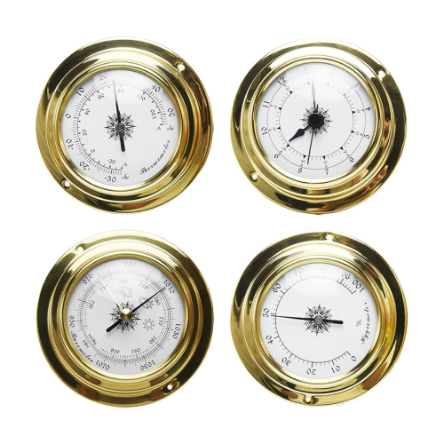 stk. båtbarometer, klokke, termometer, hygrometer, værstasjon, veggmontering, messing, for C