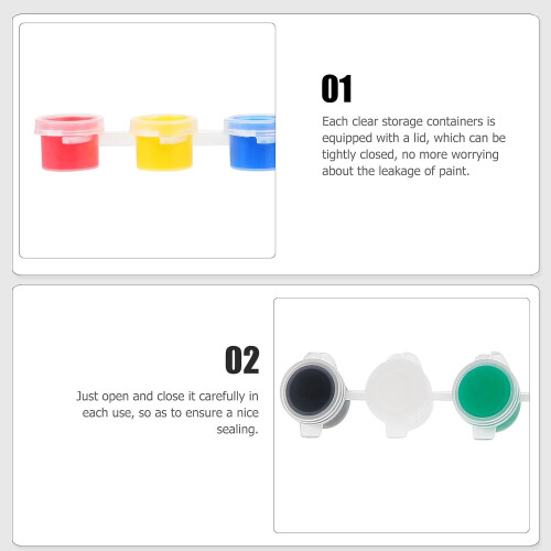50pcs 6-in-1 Empty Acrylic Paint Pots Plastic Paint Strips Pod Storage Containers 2