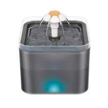 Fontaine à eau automatique pour chat Pet's Water Hole, 2 L, avec éclairage LED, paroi grise translucide et fonctionnement ultra-si