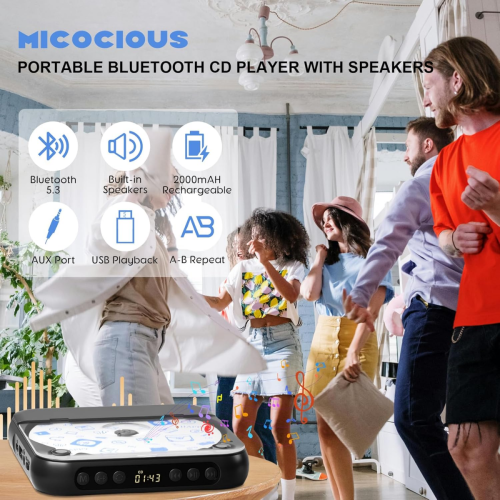 KC-918 CD Player with LCD Screen Portable Bluetooth Speaker Audio Repeater for Home Car 1