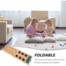Tabela Mancala artesanal com bambu sustentável e 48 contas de vidro distintas, jogo de viagem compacto