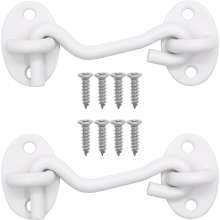 Lot de 2 loquets à œillet blancs de 10 cm (4 pouces) pour porte de grange, en acier inoxydable.