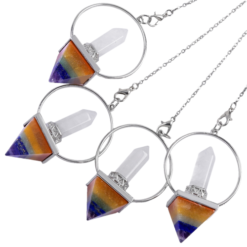 Healing Crystal Point 7 Chakra Pendulum Dowsing Reiki Quartz Stone Divination 2
