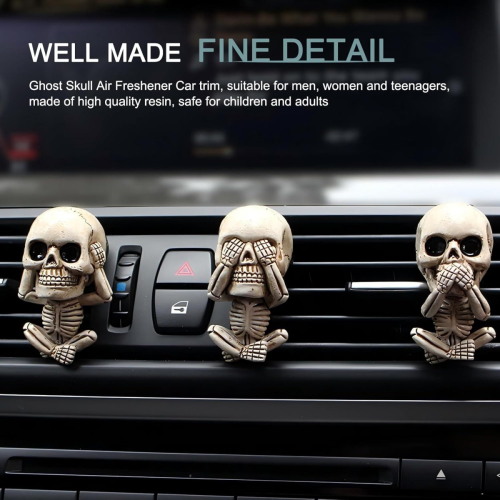 3er-Pack Auto-Lufterfrischer mit Totenkopf-/Skelett-Design, Lüftungsschlitzclips 2