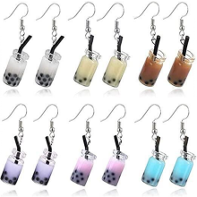 paires de boucles d'oreilles pendantes créatives et uniques en forme de bouteille de thé au lait Persolity, boucles d'oreilles amu