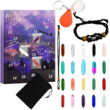 Calendrier de l'Avent 2025 - Kit de 24 jours en cristaux et pierres de guérison avec collier et bracelet en cristal