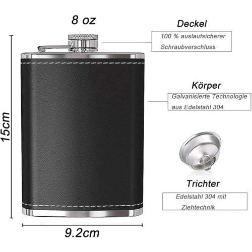 Stainless Steel Hip Flask, Leak-proof Hidden Flask with Cigarette Case 2