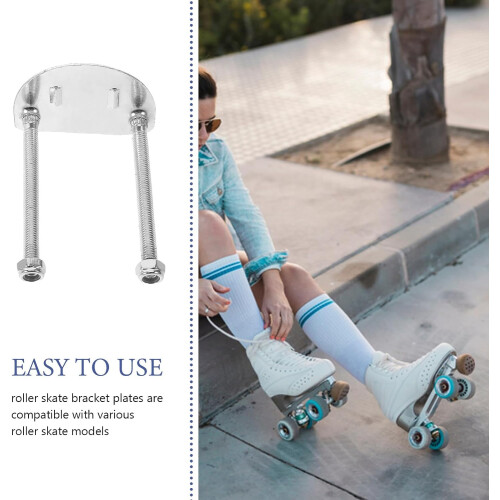 8Pcs Stainless Steel Roller Skate Bracket Plates Kit with Shock Absorbing Mounting Hardware 2
