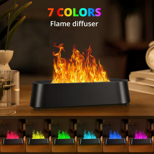 Essentiel oliediffuser, farverig regnbueflamme luftaroma-diffuser luftfugter 1