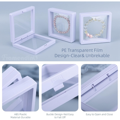 9Pcs Floating Thin Film Display Box, ABS Frame Display Case Holder 9cm x 9cm x 2cm 2