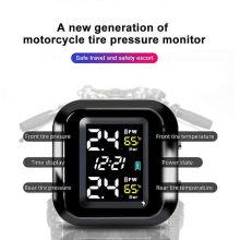 Système de surveillance de la pression des pneus (TPMS) pour moto avec 2 capteurs externes, chargeur USB et alarme de température