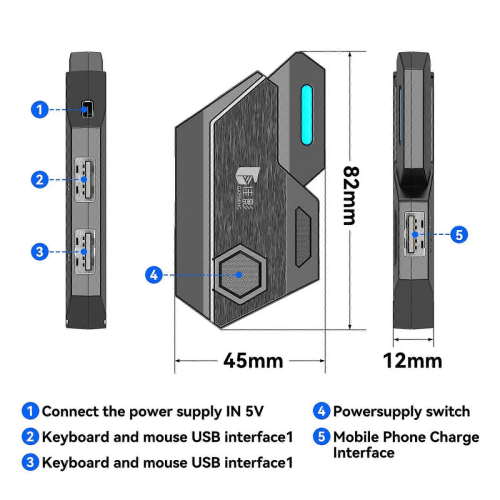 Bluetooth 5.0 Mobil Controller Tastatur Mus Konverter 1