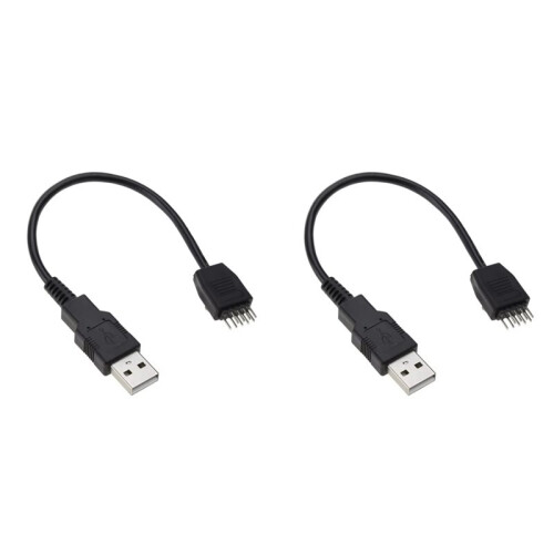 2X Cable USB de 9 Pines A USB, Conector USB 2.0 Tipo A Macho A Conector Macho de 9 Pines para Placa Base.