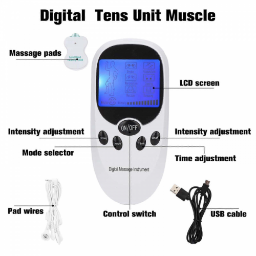 Pain therapy device, 2 channels TENS stimulation current device with 8 electrode pads 2