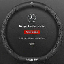 (D Suede Leather) 2025 Mercedes Benz A B C E V R S Sprinter Vito Cla Cls Ml Gla Glb Glc Glk Gls Slk Car Fiber Steering Wheel Cover