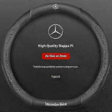 (D Nappa Skin Leather) 2025 Mercedes Benz A B C E V R S Sprinter Vito Cla Cls Ml Gla Glb Glc Glk Gls Slk Car Fiber Steering Wheel Cover