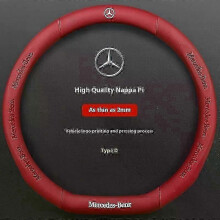(D Leather Red) 2025 Mercedes Benz A B C E V R S Sprinter Vito Cla Cls Ml Gla Glb Glc Glk Gls Slk Car Fiber Steering Wheel Cover