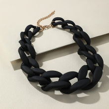 (black)Vintage Resin Lackingone Acrylic Collar Chunky Choker Statement Bib Chain Necklace Pendants