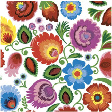 Łowicz farverige blomsterservietter 33x33cm 20 stk.