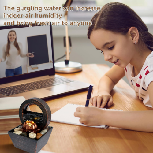 Indoor Tabletop Fountain Water Features with Lights Creative Small Waterfall 2
