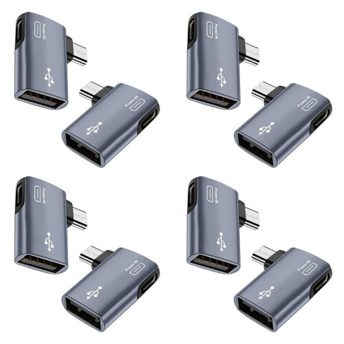 8Pcs OTG Adapter for Fire TV Stick 90 Degree Left/Right Angle Micro-USB to USB OTG Adapter for Android Phone Tablet