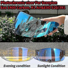 (Photochromic Blue) for Exo 1400 R1 Exo 520 391 Motorcycle Visor Replacement Uv Faceshield Lens