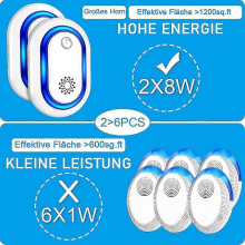 Lot de 2 répulsifs à ultrasons pour nuisibles, lutte électronique contre les souris