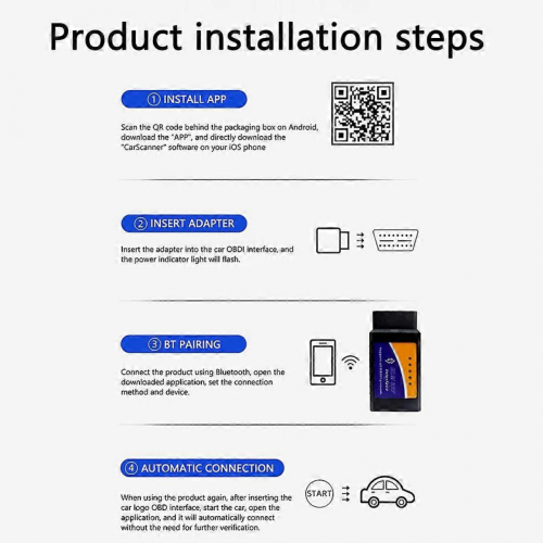 Bluetooth ELM327 OBD2 Scanner V1.5 - Car Diagnostic Tool For Android /IOS, Read/Clear Codes, Real-Time Data, Supports All OBDII Protocols