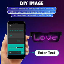 Lunettes LED personnalisables BT, lunettes lumineuses colorées, messages à personnaliser, 31 animations, 11 images, mode musique,