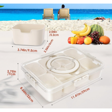 Boîte à goûter compartimentée, plateau de service avec couvercle et poignée, boîte à goûter de voyage, organisateur alimentaire mu