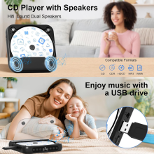 Lecteur CD KC-918 avec écran LCD, enceinte Bluetooth portable et répéteur audio pour la maison et la voiture