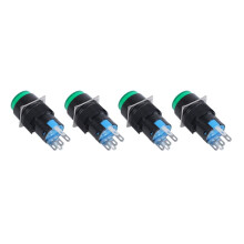 4X AC 250V 5A SPDT 1NO 1NC 5-Pins Vergrendelbare Groene Drukknopschakelaar W 220V LED-Lamp