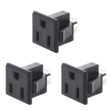 3X AC 125V 15A Paneelgemonteerd Amerikaans Stopcontact Zwart
