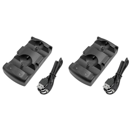 2X Dual-Ladegerät USB-Dual-Charging-Power-Basisladegerät für  PS3 Move Controller und Mobile Navigation