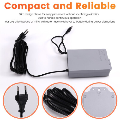 12V-2A Uninterruptible Power Supply for WiFi Modem Router Security Camera UPS Battery Backup Protector 3600mAh EU Plug 1