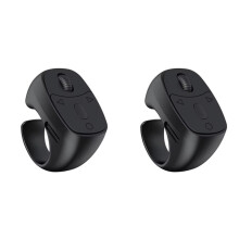 2X BT 5.3 Remote Control Mouse Video Flipping and Browsing Finger Ring Mouse Fingertip Remote Control Page Turner Black