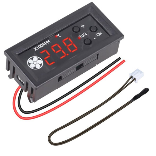 4X Fan Temperature Controller, 12V PWM 4-Wire Fan Speed Controller Module with Temperature Probe for 3A Fan PC 1