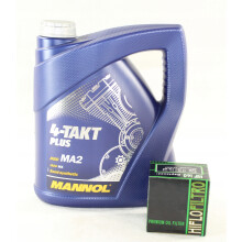 Olie Mannol 10W40 4L 4-takt + Oliefilter HF303 Yamaha Honda Kawasaki