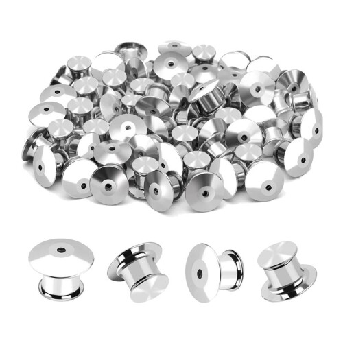 80PCS Locking Pin Back Metal Pin Backing, Locking Pin Keeper Clasp for Brooch Enamel Lapel 1