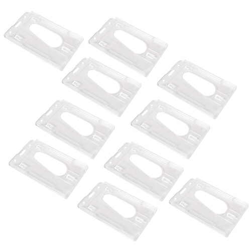 10X Vertical Hard Plastic Badge Holder Double Card ID Multi Transparent 10X6cm