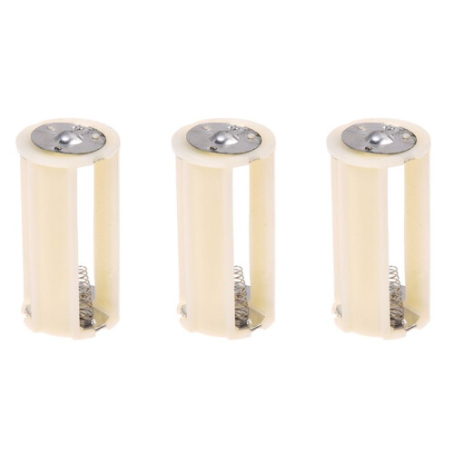 3X Grey White Cylinder Battery Holder Adapter for 3x1.5V AA Batteries