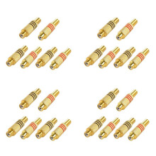 RCA Connector Plug,24-Pack RCA Female Plug Screws Audio Video In- Jack Adapter Gold Plated Solder Type,Gold