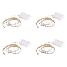 4X RGB Flexible LED Light Strip Waterproof IP65 15leds DC5V with Controller Battery-Powered, LED Tape, (0.5M)