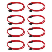 8st 50CM 3.0 III SATA3 7-Pins Datakabel 6Gb/S SSD-Kabels HDD Harde Schijf Datakabel met Nylon Mouwen Premium Versie (Rood)