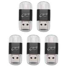 5X Kaartlezer Aluminium USB Type C OTG Micro-/TF Externe Geheugenkaartlezeradapter voor Mobiele Telefooncomputer (Zwart)